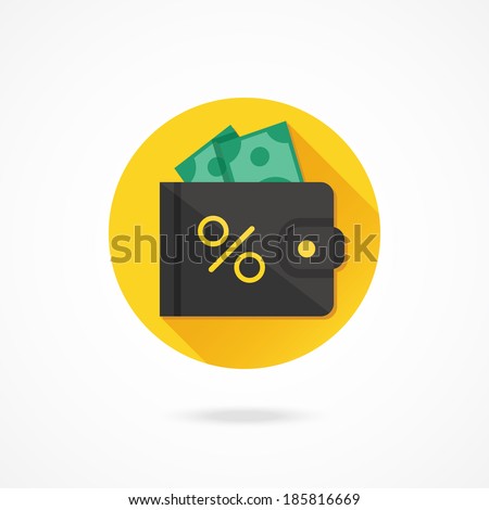 Vector Wallet Dollar Bills and Percent Sign Icon