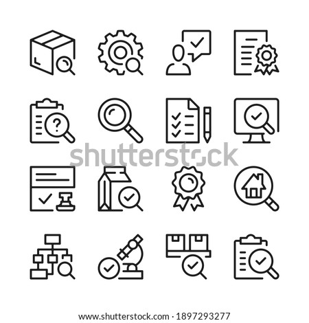 Quality control and inspection line icons set. Modern graphic design concepts, simple outline elements collection. Vector line icons