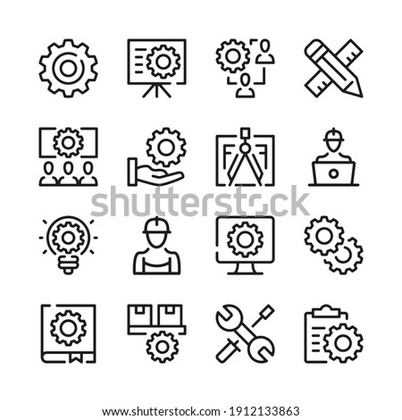 Engineering line icons set. Modern graphic design concepts, simple outline elements collection. Vector line icons