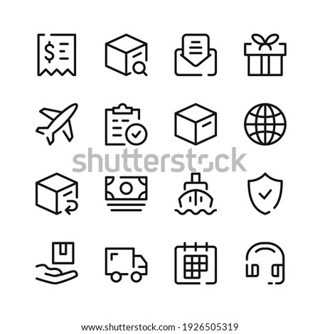Delivery icons. Vector line icons. Simple outline symbols set Stock foto © 