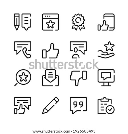 Review icons. Vector line icons. Simple outline symbols set