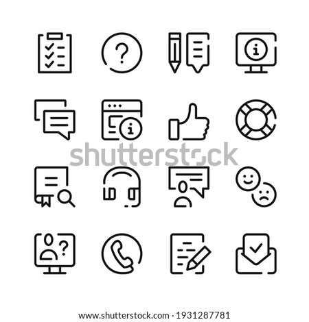 Customer support icons. Vector line icons. Simple outline symbols set