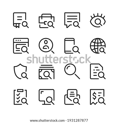 Search icons. Vector line icons. Simple outline symbols set