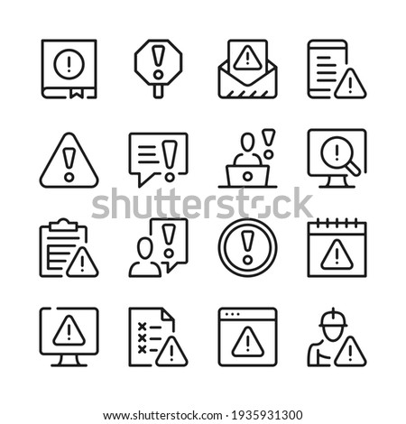 Warning line icons set. Modern graphic design concepts, simple outline elements collection. Vector line icons