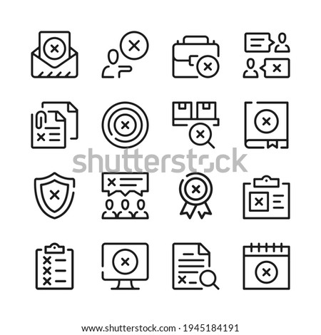 X mark line icons set. Modern graphic design concepts, simple outline elements collection. Vector line icons