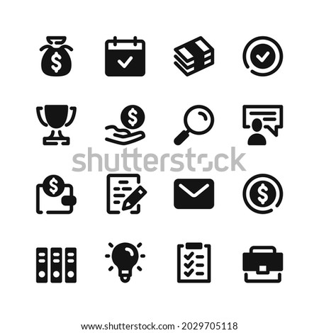 Business icons. Black symbols. Vector icons set