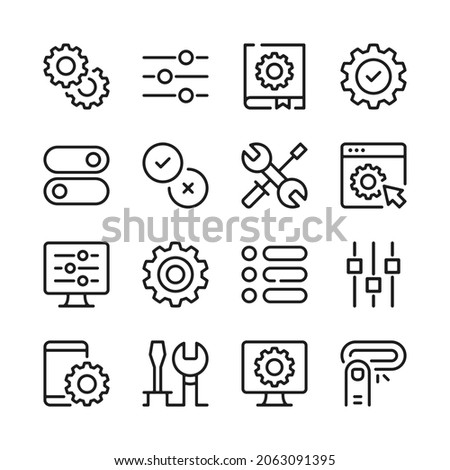 Settings line icons set. Modern graphic design concepts, simple outline elements collection. Vector line icons