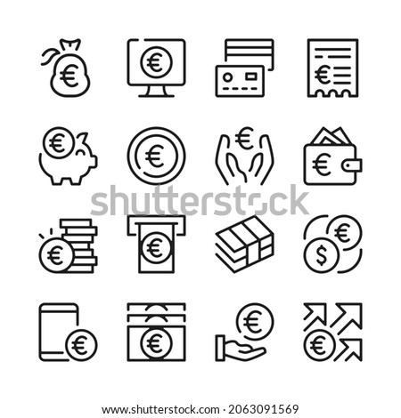 Euro line icons set. Modern graphic design concepts, simple outline elements collection. Vector line icons Foto stock © 
