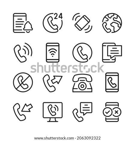 Phone line icons set. Modern graphic design concepts, simple outline elements collection. Vector line icons