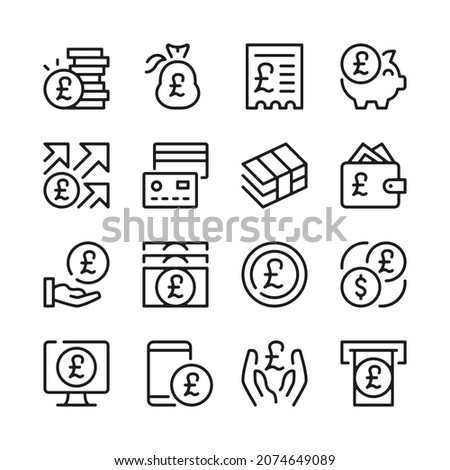 Pound line icons set. Modern graphic design concepts, simple outline elements collection. Vector line icons