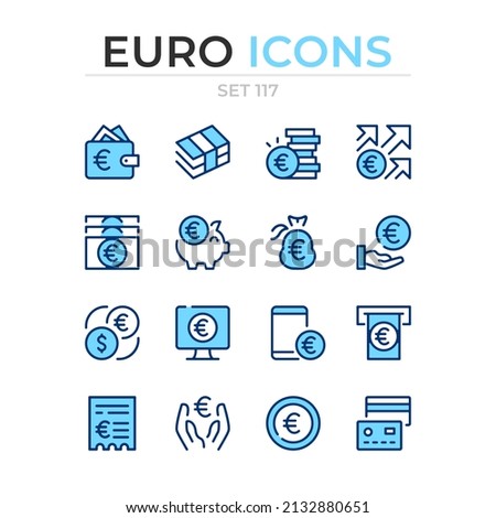 Euro icons. Vector line icons set. Premium quality. Simple thin line design. Modern outline symbols collection, pictograms.