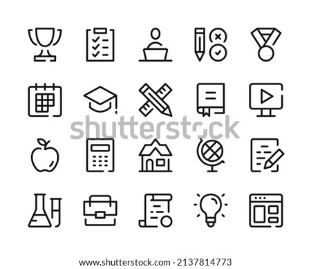 School icons. Vector line icons set. Education, learning concepts. Outline symbols, linear graphic elements. Modern design