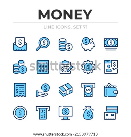 Money vector line icons set. Thin line design. Outline graphic elements, simple stroke symbols. Money icons