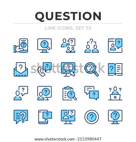 Question vector line icons set. Thin line design. Outline graphic elements, simple stroke symbols. Question icons