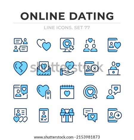 Online dating vector line icons set. Thin line design. Outline graphic elements, simple stroke symbols. Online dating icons