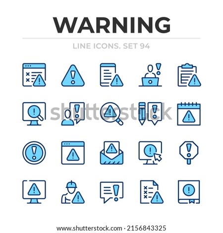 Warning vector line icons set. Thin line design. Outline graphic elements, simple stroke symbols. Warning icons