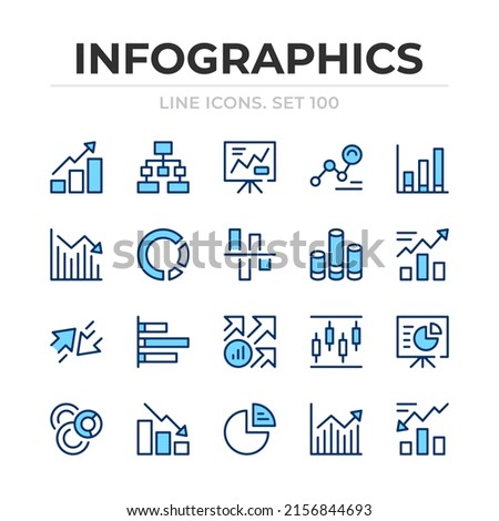 Infographics vector line icons set. Thin line design. Outline graphic elements, simple stroke symbols. Infographics icons