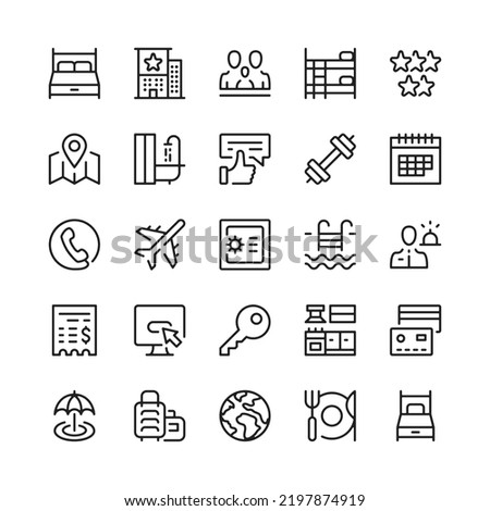 Hotel line icons. Outline symbols. Vector line icons set