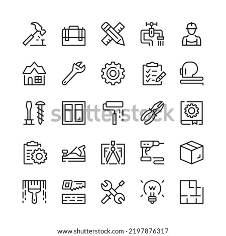 Home repair line icons. Outline symbols. Vector line icons set