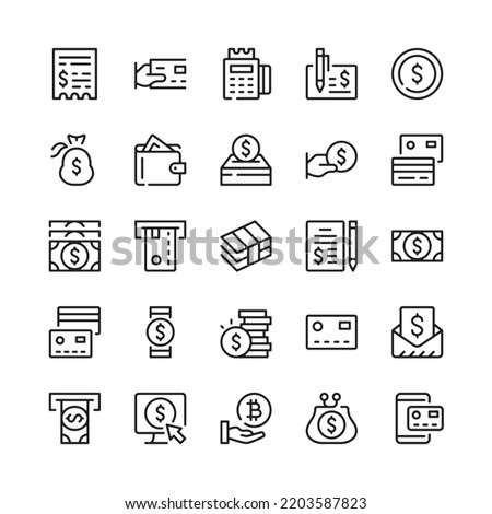 Payment methods line icons. Outline symbols. Vector line icons set