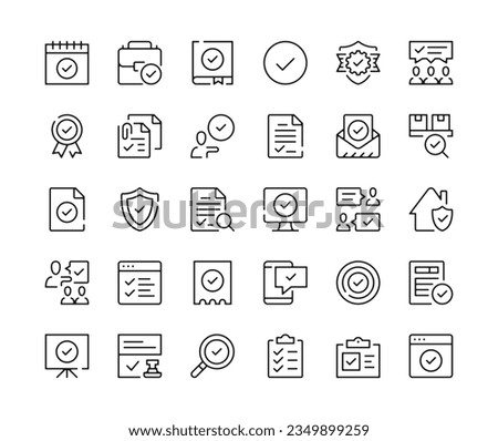 Check mark icons. Vector line icons set. Checkmark, tick concepts. Black outline stroke symbols