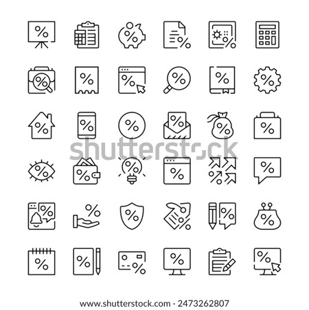 Loan icons set. Vector line icons. Black outline stroke symbols