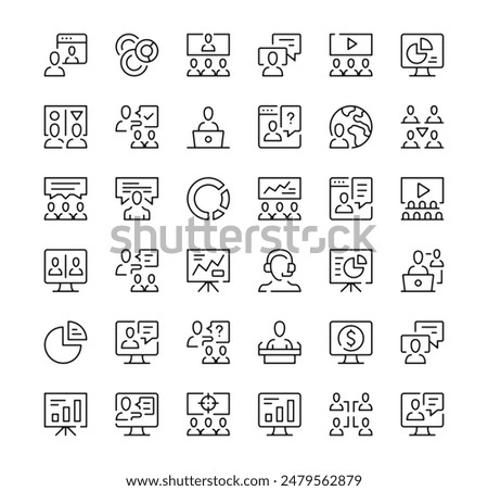 Presentation icons set. Vector line icons. Black outline stroke symbols