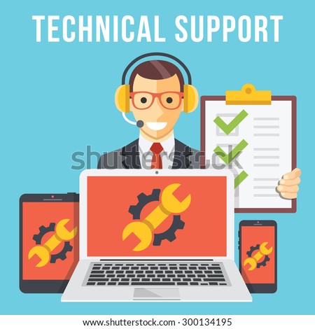 Technical support flat illustration concept. Modern flat design concepts for web banners, web sites, printed materials, infographics. Creative vector illustration