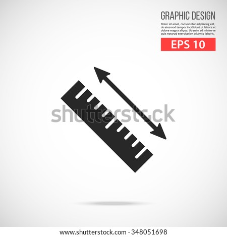 Vector measurement ruler icon. Black icon. Modern flat design vector illustration, quality concept for web banner, web and mobile application, infographics. Vector icon isolated on gradient background