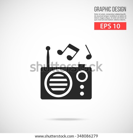 Vector radio icon. Black icon pictogram. Modern flat design vector illustration, quality concept for web banners, web and mobile applications, infographics. Vector icon isolated on gradient background