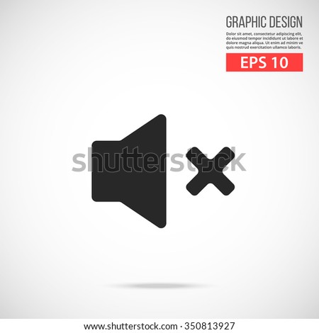 Vector volume off icon. Black mute, no sound vector icon. Simple flat design vector illustration concept for web banner, web and mobile app, infographic. Vector icon isolated on gradient background