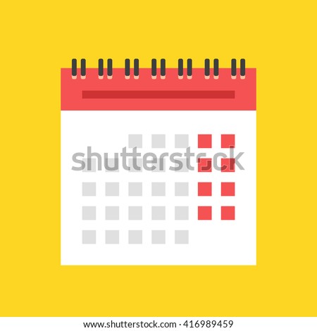Calendar flat icon. European version. Spiral wall calendar vector illustration