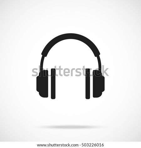 Vector headphones icon. Black symbol silhouette isolated on modern gradient background