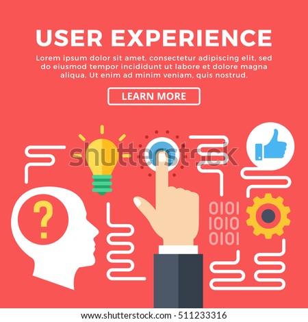 User experience, UX modern concepts. Flat icons and creative graphic objects, elements for web banners, web design, infographics, printed materials. Flat design vector illustration