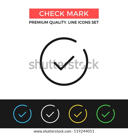 Vector check mark icon. Checkmark, tick concept. Premium quality graphic design. Modern signs, outline symbols collection, simple thin line icons set for websites, web design, mobile app, infographics