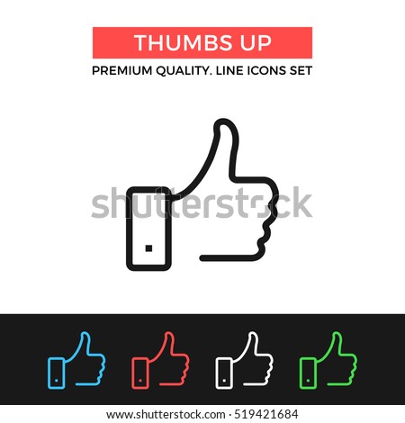 Vector thumbs up icon. Like concept. Premium quality graphic design. Modern signs, outline symbols collection, simple thin line icons set for websites, web design, mobile app, infographics