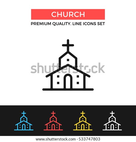 Vector church icon. Chapel building concept. Premium quality graphic design. Modern signs, outline symbols collection, simple thin line icons set for websites, web design, mobile app, infographics