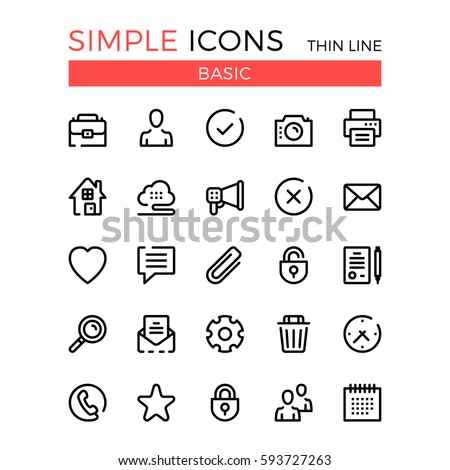 Basic business, internet web interface linear concepts, vector thin line icons set. 32x32 px. Modern line graphic design for website, web design, infographics. Pixel perfect vector outline icons set.