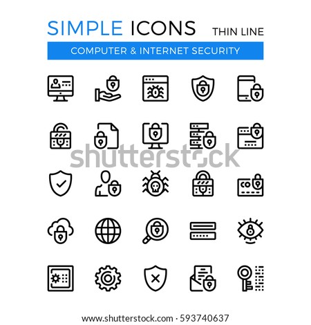 Internet security, cybersecurity, computer protection vector thin line icons set. 32x32 px. Line graphic design for website web design, mobile app, infographic. Pixel perfect vector outline icons set