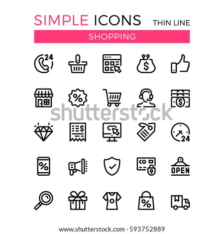 Shopping, e-commerce, online store, ecommerce vector thin line icons set. 32x32 px. Modern line graphic design for website, web design, mobile app, infographic. Pixel perfect vector outline icons set