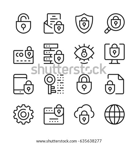 Internet security line icons set. Modern graphic design concepts, simple outline elements collection. Vector line icons