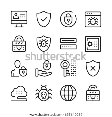 Computer security line icons set. Modern graphic design concepts, simple outline elements collection. Vector line icons