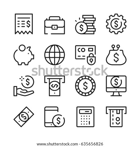 Money and finance line icons set. Modern graphic design concepts, simple outline elements collection. Vector line icons