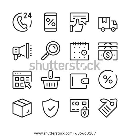 Online shopping line icons set. Modern graphic design concepts, simple outline elements collection. Vector line icons