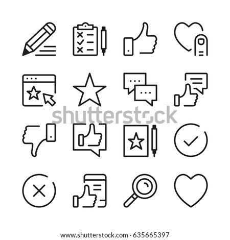 Testimonials and customer feedback line icons set. Modern graphic design concepts, simple outline elements collection. Vector line icons