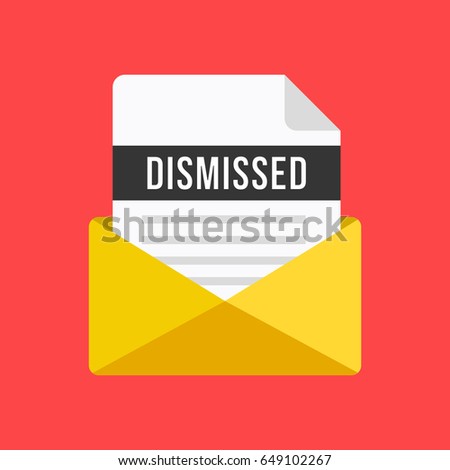 Envelope with dismissal letter. Email and document with dismissed title. Modern flat design vector illustration