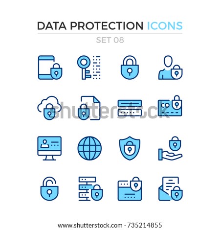 Data protection icons. Vector line icons set. Premium quality. Simple thin line design. Modern outline symbols, pictograms.