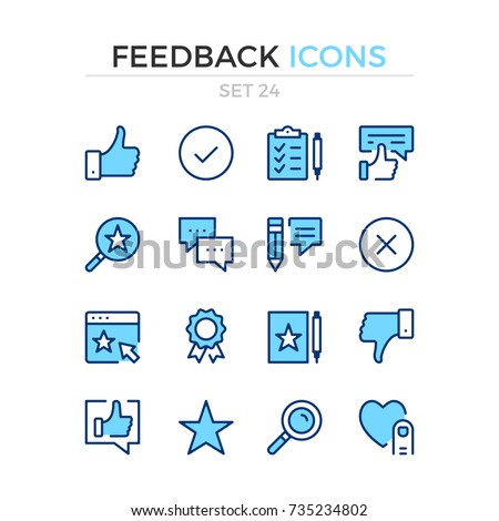 Feedback icons. Vector line icons set. Premium quality. Simple thin line design. Modern outline symbols, pictograms.