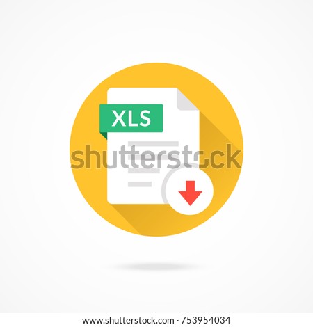 Download XLS icon. Download document. Vector round icon with long shadow design