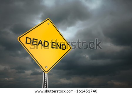 Yellow road warning sign , Dead End